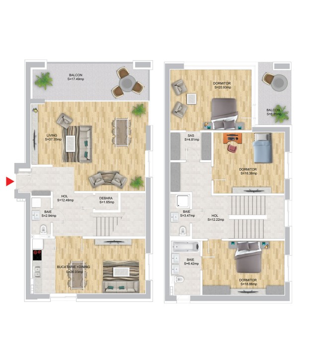 Apartamente 4 camere Cortina126